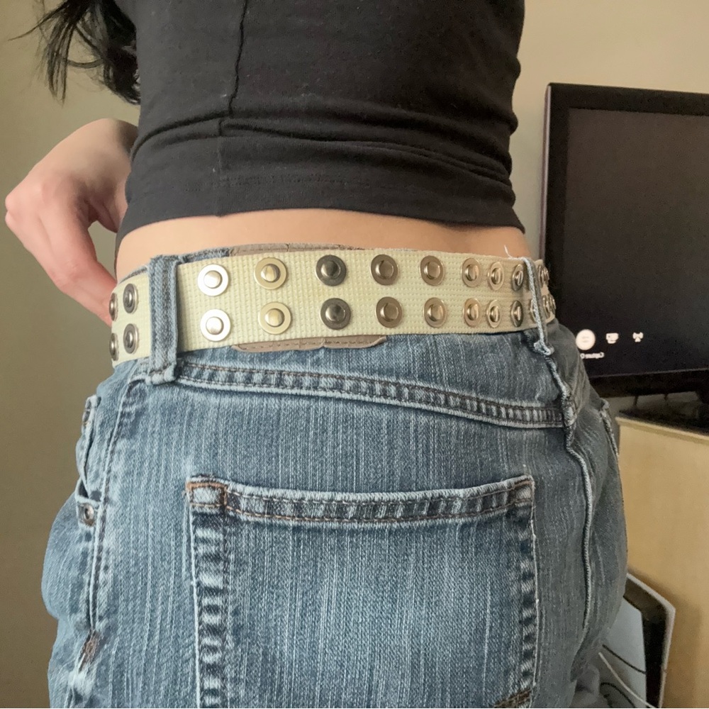 Stylish Beige Grommet Belt